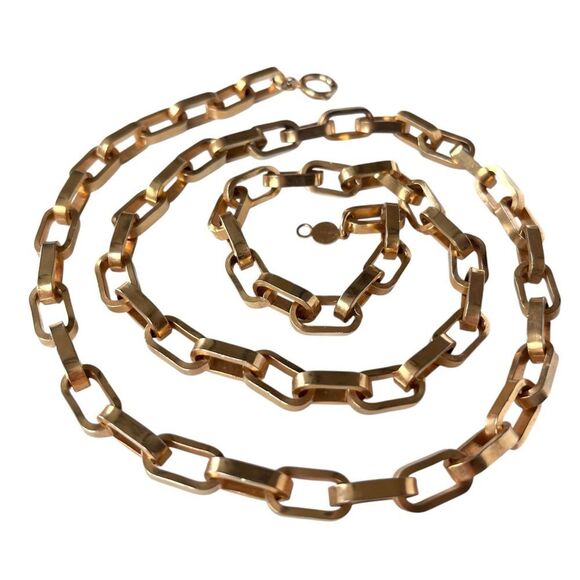 Vintage Accessocraft NYC Chunky Gold Link Chain Necklace - Picture 4 of 5